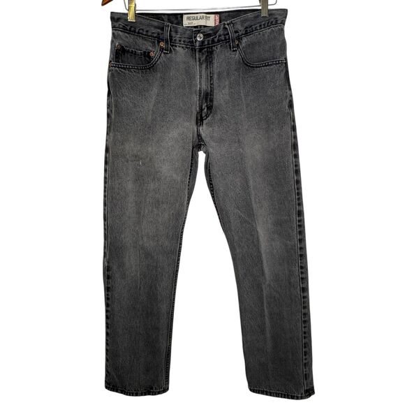 VTG Levis 505 Jeans Men 33x30 Black Marbled Regular Straight Leg Denim Y2K STAIN - Picture 12 of 13